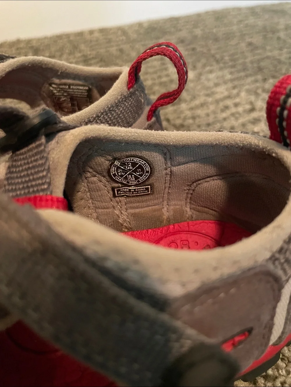 Kids Keen Grey and Red Shoes Size 12